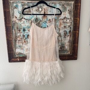 Elegant Feathered Dress with Sparkle Accents